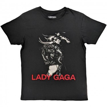 Lady Gaga Unisex T-Shirt: Leather Jacket (Large)