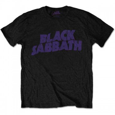 Black Sabbath Wavy Logo Vintage Black - T-shirt (Large)