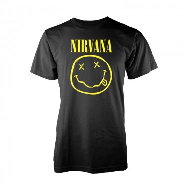 Nirvana Unisex Tee: Yellow Smiley (Large) - T-shirt (Large)