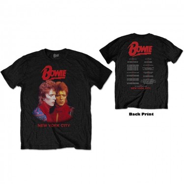 David Bowie Unisex T-Shirt: New York City (Back Print) (Medium)