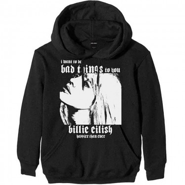 Billie Eilish Unisex Pullover Hoodie: Bad Things (Large)