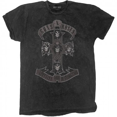 Guns N' Roses Unisex T-Shirt: Monochrome Cross (Wash Collection) (Large)