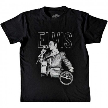 Sun Records Unisex T-Shirt: Elvis Live Portrait (Small)